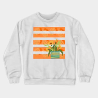 Stripe flowers and leaves Crewneck Sweatshirt